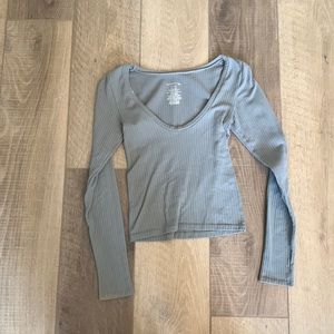 Free People Gray Long Sleeve Top